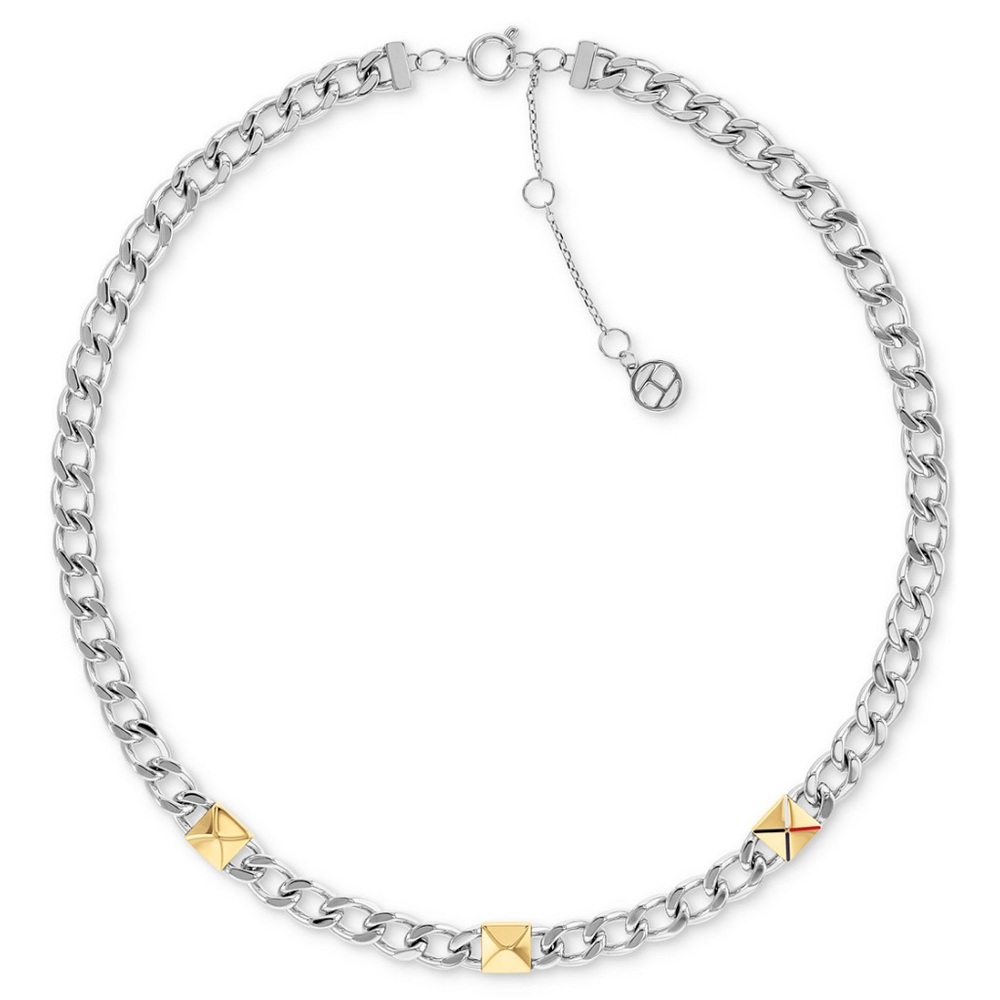 Tommy Hilfiger Two-Tone Stainless Steel Necklace Necklace, 16" + 2" extender